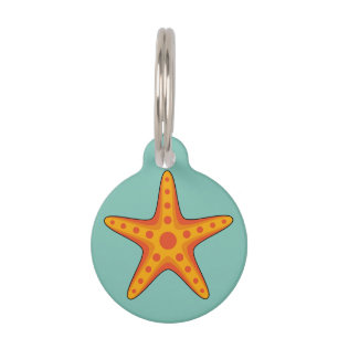 Cute Orange Starfish Cartoon Add Name Pet Tag