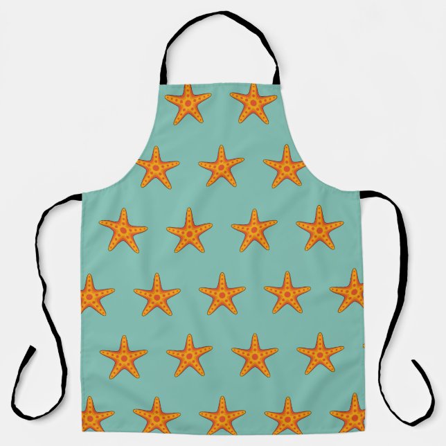 Cute Orange Starfish Cartoon Apron (Front)