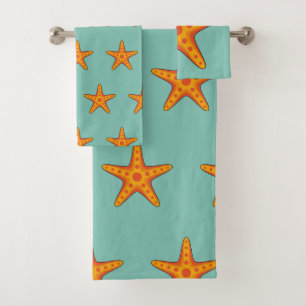 Cute Orange Starfish Cartoon Bath Towel Set