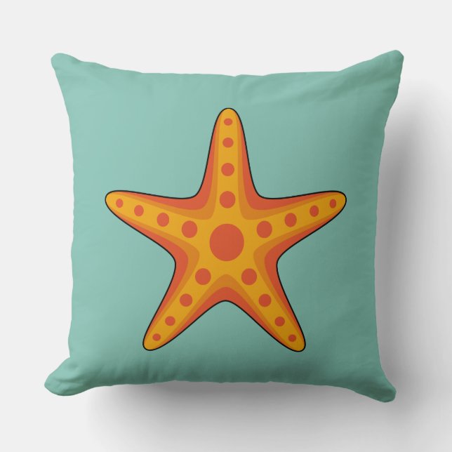 Cute Orange Starfish Cartoon Cushion (Front)
