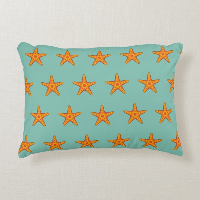 Cute Orange Starfish Cartoon Decorative Cushion (Front)