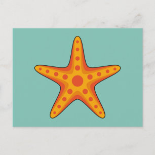 Cute Orange Starfish Cartoon Holiday Postcard