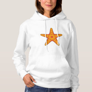 Cute Orange Starfish Cartoon Hoodie