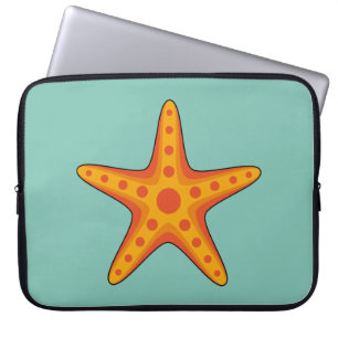 Cute Orange Starfish Cartoon Laptop Sleeve