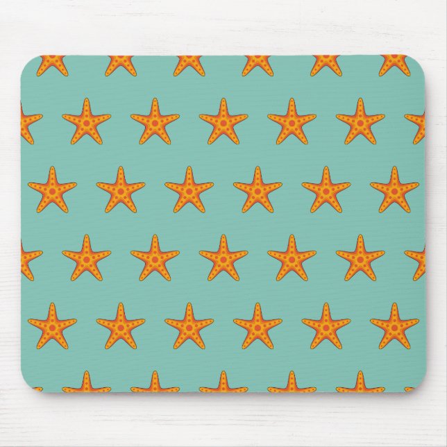 Cute Orange Starfish Cartoon Mouse Pad (Front)