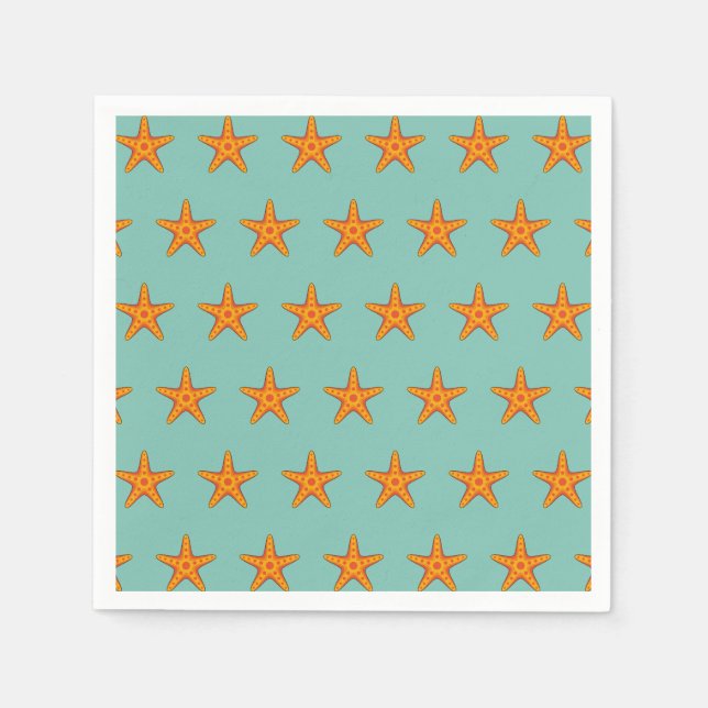 Cute Orange Starfish Cartoon Napkin (Front)