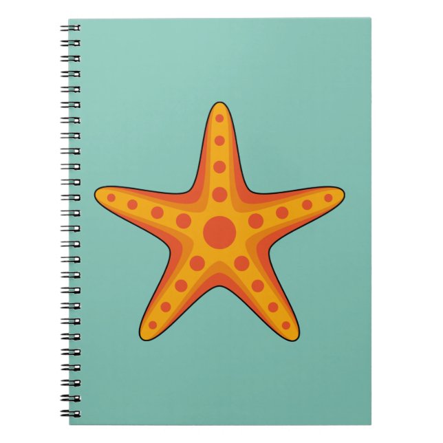 Cute Orange Starfish Cartoon Notebook (Front)