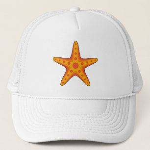 Cute Orange Starfish Cartoon Trucker Hat