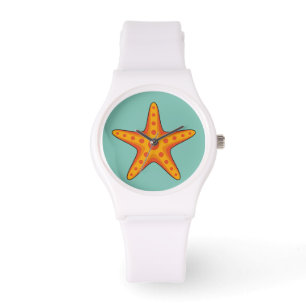 Cute Orange Starfish Cartoon Watch