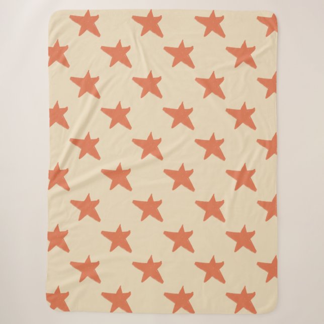 Cute Orange stars pattern Sherpa Blanket (Front)