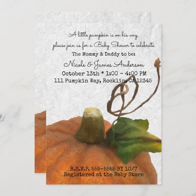 Cute Orange Storybook Princess Baby Shower Invitation (Front/Back)