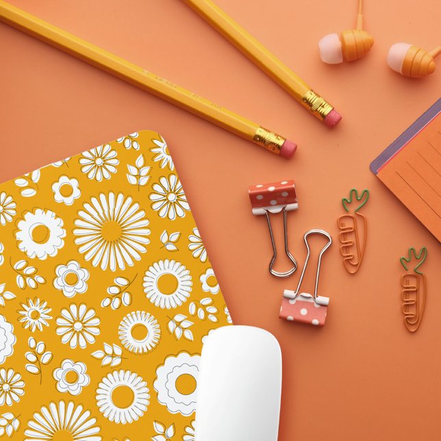 Cute orange summer flowers mouse pad (Creator Uploaded)