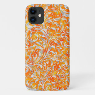 Cute orange swirl floral design Case-Mate iPhone case