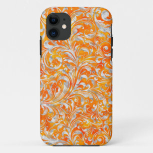 Cute orange swirl floral design Case-Mate iPhone case