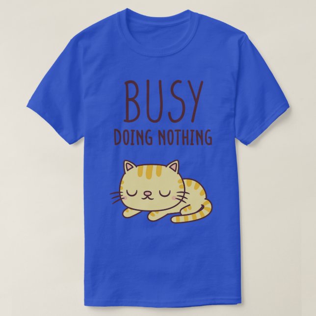 Cute Orange Tabby Cat Busy Doing Nothing T-Shirt (Design Front)