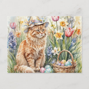 Cute Orange Tabby Cat Easter Postcard