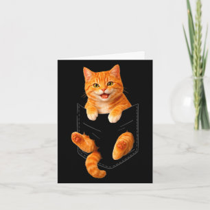 Cute orange tabby cat funny pocket cat dad mum card