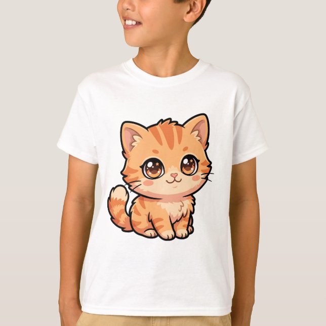 Cute Orange Tabby Kitten Basic Boys T-Shirt (Front)