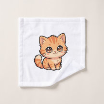 Cute Orange Tabby Kitten Bath Towel