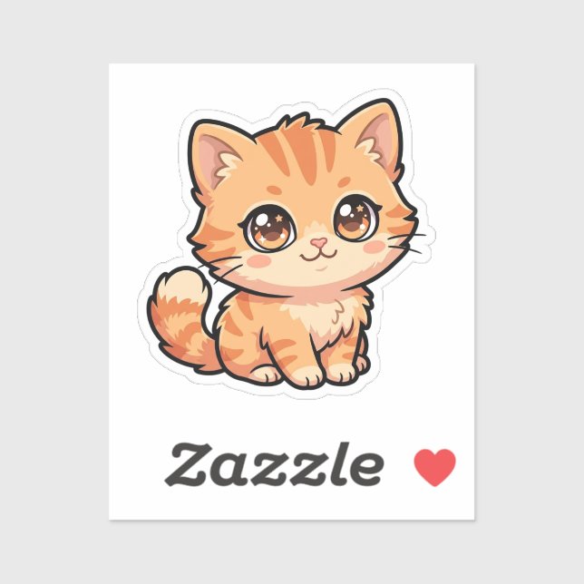 Cute Orange Tabby Kitten Custom-Cut Vinyl Sticker (Sheet)