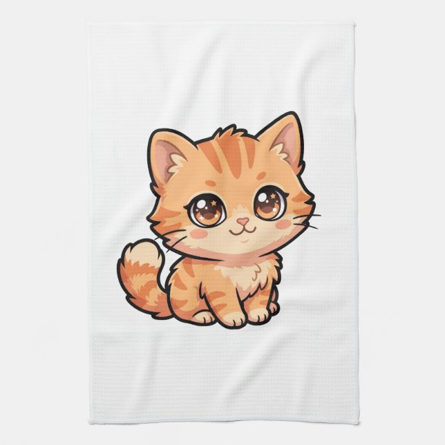 Cute Orange Tabby Kitten Kitchen Towel (Vertical)