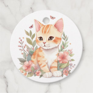 Cute Orange Tabby Kitten Thank You Favour Tags