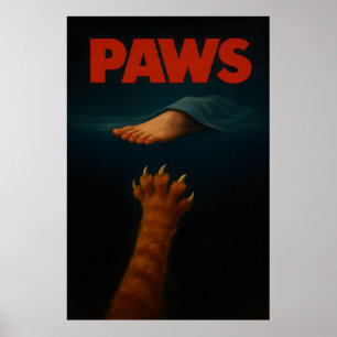 Cute Orange Tabby vs Human Foot Poster