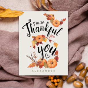 Cute Orange Thanksgiving Grateful Friend Pumpkin  Postcard
