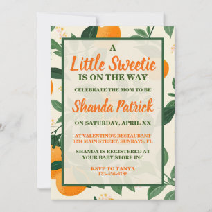 Cute Orange Theme Baby Shower Invitation