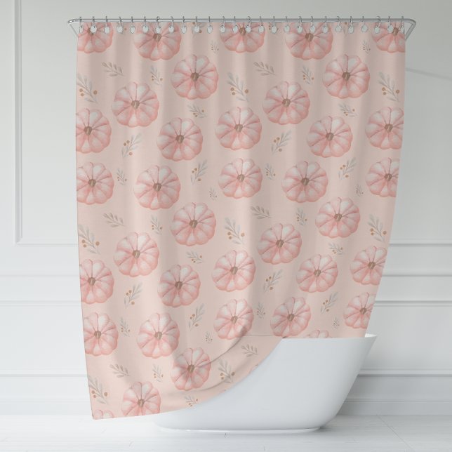 Cute Orange Watercolor Pumpkin Fall Shower Curtain (Cute Orange Watercolor Pumpkin Fall Shower Curtain)