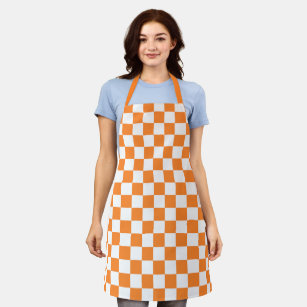 cute orange white checked pattern kitchen apron