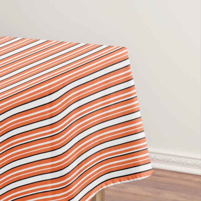 Cute orange white stripes tablecloth (In Situ)