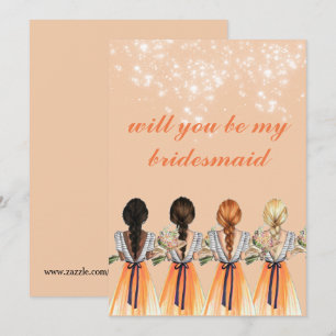 cute orange will you be my bridesmaid Invitation