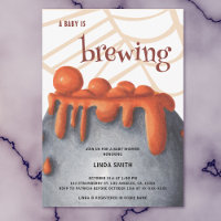 Cute Orange Witch Baby Brewing Baby Shower