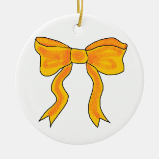 Cute Orange Yellow Bow Ceramic Tree Decoration