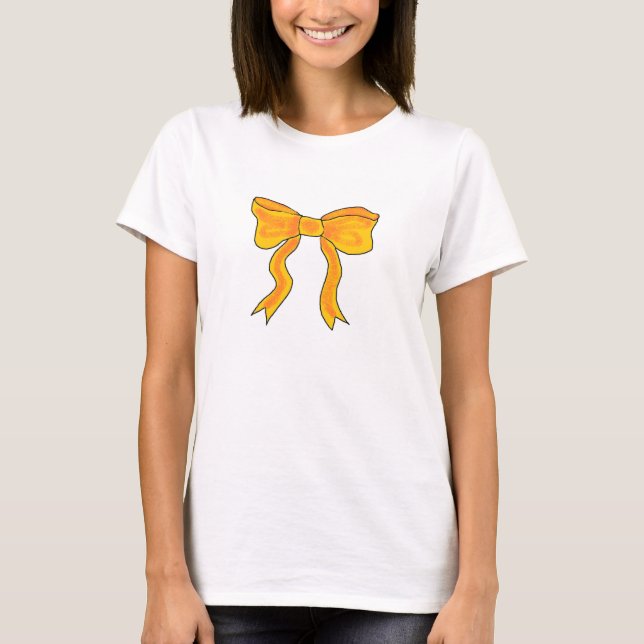 Cute Orange Yellow Bow T-Shirt (Front)