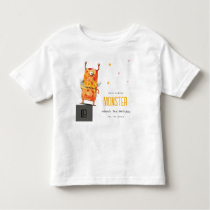 Cute Orange Yellow One Eyed Monster Kids Birthday Toddler T-Shirt