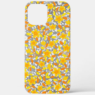 Cute orange yellow white flowers patterns iPhone 12 pro max case