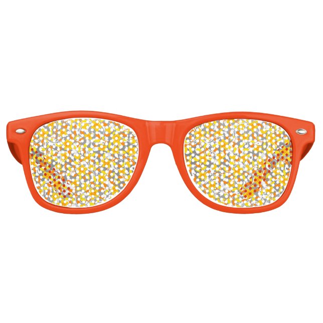 Cute orange yellow white flowers patterns retro sunglasses (Front)