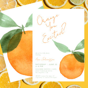 Cute Orange You Excited  Citrus Baby Shower Invitation