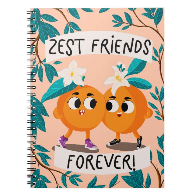 Cute Orange Zesty Friends Notebook (Front)