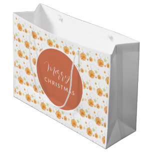 Cute Oranges and Stars On Winter White Large Gift Bag
