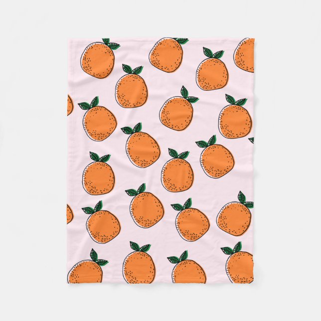 Cute Oranges Fleece Blanket (Front)