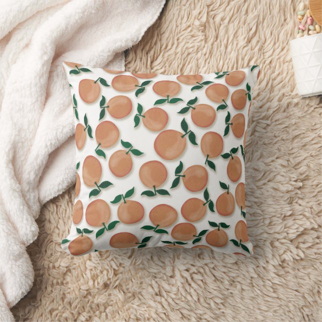 Cute Oranges Fruit Country White Cushion (Blanket)