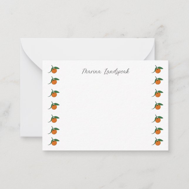 Cute Oranges & Green Leaves Card (Front)