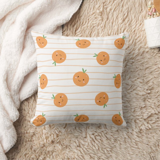 Cute Oranges Print - Throw Pillow (Blanket)