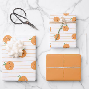 Cute Oranges Print - Wrapping Paper Set