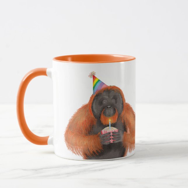 Cute orangutan birthday personalized mug (Left)