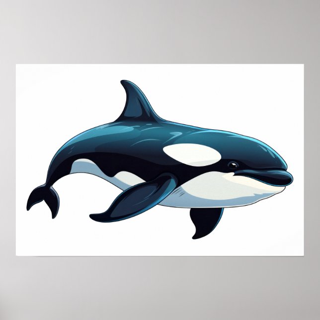 Cute Orca doodle  Small Poster (Front)