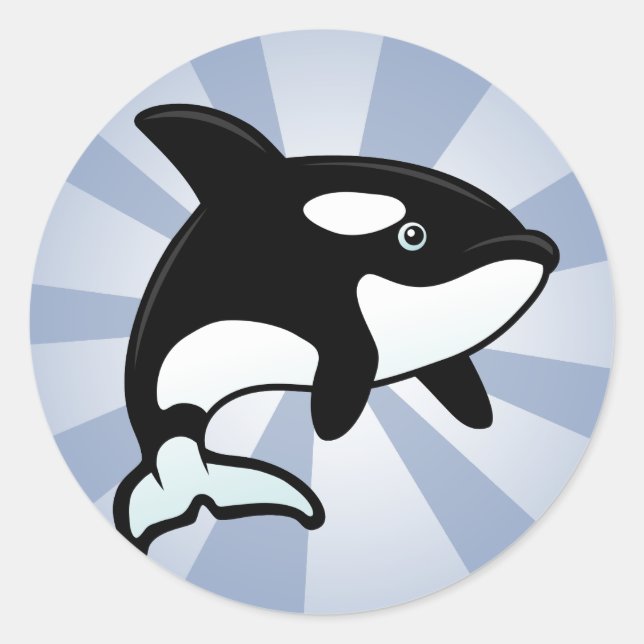 Cute Orca / Killer Whale Classic Round Sticker (Front)